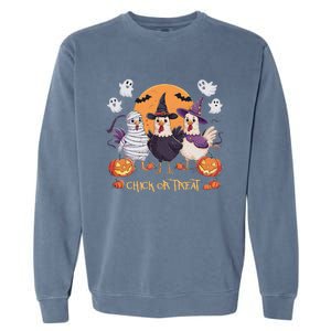 Spooky Halloween Chicken Pumpkin Farm Chick Or Treat Garment-Dyed Sweatshirt