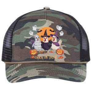 Spooky Halloween Chicken Pumpkin Farm Chick Or Treat Retro Rope Trucker Hat Cap