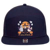 Spooky Halloween Chicken Pumpkin Farm Chick Or Treat 7 Panel Mesh Trucker Snapback Hat