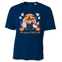 Spooky Halloween Chicken Pumpkin Farm Chick Or Treat Cooling Performance Crew T-Shirt