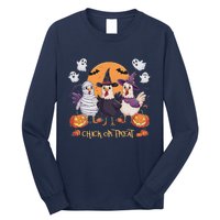 Spooky Halloween Chicken Pumpkin Farm Chick Or Treat Long Sleeve Shirt