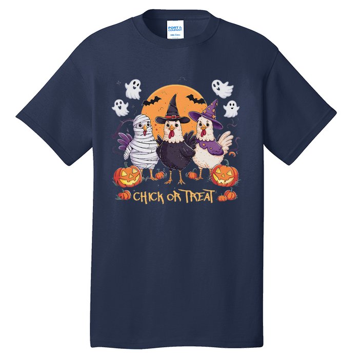 Spooky Halloween Chicken Pumpkin Farm Chick Or Treat Tall T-Shirt