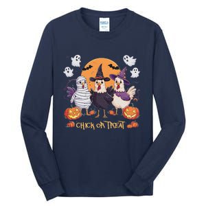 Spooky Halloween Chicken Pumpkin Farm Chick Or Treat Tall Long Sleeve T-Shirt