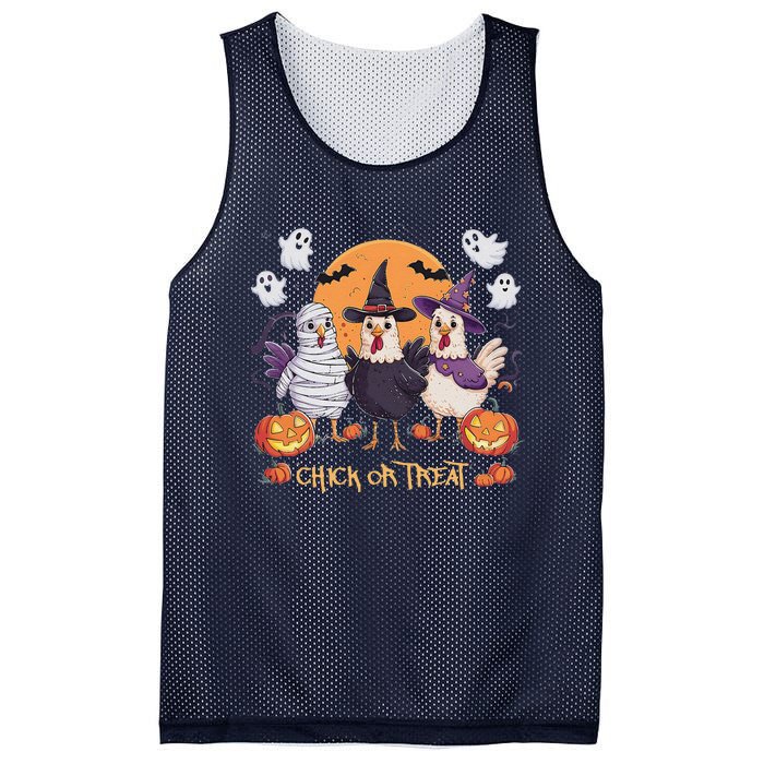 Spooky Halloween Chicken Pumpkin Farm Chick Or Treat Mesh Reversible Basketball Jersey Tank