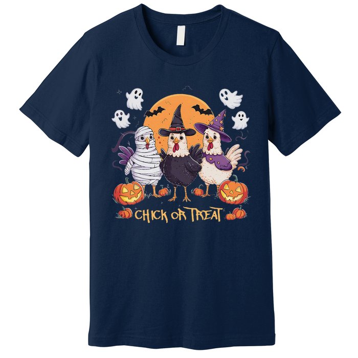 Spooky Halloween Chicken Pumpkin Farm Chick Or Treat Premium T-Shirt