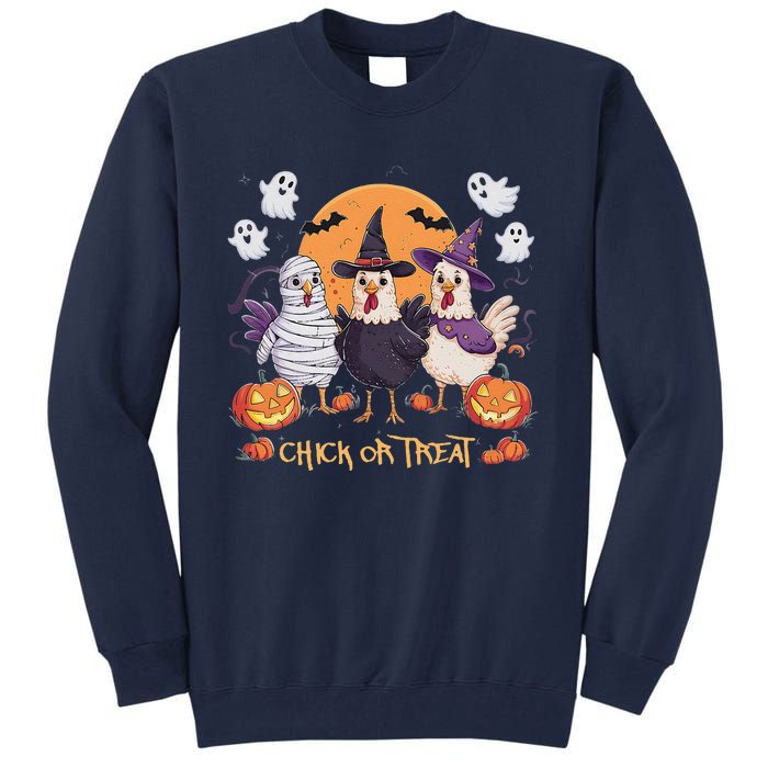 Spooky Halloween Chicken Pumpkin Farm Chick Or Treat Tall Sweatshirt