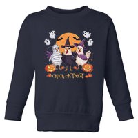 Spooky Halloween Chicken Pumpkin Farm Chick Or Treat Toddler Sweatshirt