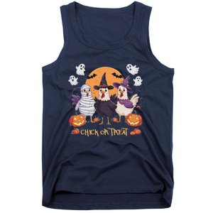 Spooky Halloween Chicken Pumpkin Farm Chick Or Treat Tank Top