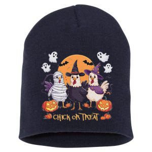 Spooky Halloween Chicken Pumpkin Farm Chick Or Treat Short Acrylic Beanie