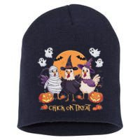 Spooky Halloween Chicken Pumpkin Farm Chick Or Treat Short Acrylic Beanie