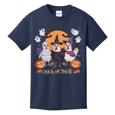 Spooky Halloween Chicken Pumpkin Farm Chick Or Treat Kids T-Shirt