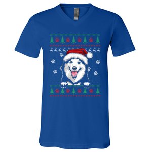 Siberian Husky Christmas Ugly Sweater Funny Dog Lover Great Gift V-Neck T-Shirt