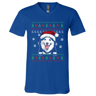 Siberian Husky Christmas Ugly Sweater Funny Dog Lover Great Gift V-Neck T-Shirt