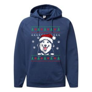 Siberian Husky Christmas Ugly Sweater Funny Dog Lover Great Gift Performance Fleece Hoodie