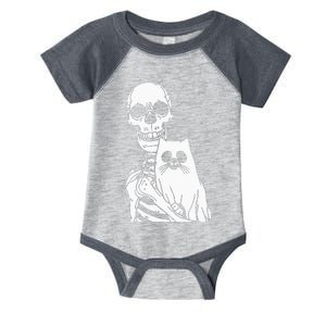 Skeleton Holding Cat Lazy Halloween Costume Skull Kitten Infant Baby Jersey Bodysuit