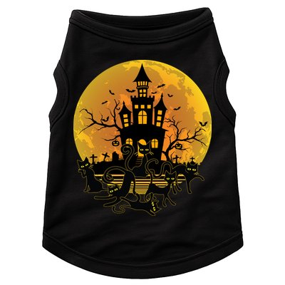 Spooky Halloween Castle Black Cats Doggie Tank