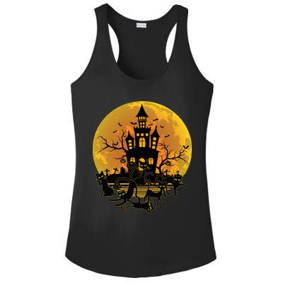 Spooky Halloween Castle Black Cats Ladies PosiCharge Competitor Racerback Tank
