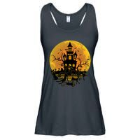 Spooky Halloween Castle Black Cats Ladies Essential Flowy Tank