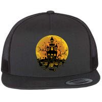 Spooky Halloween Castle Black Cats Flatbill Hat