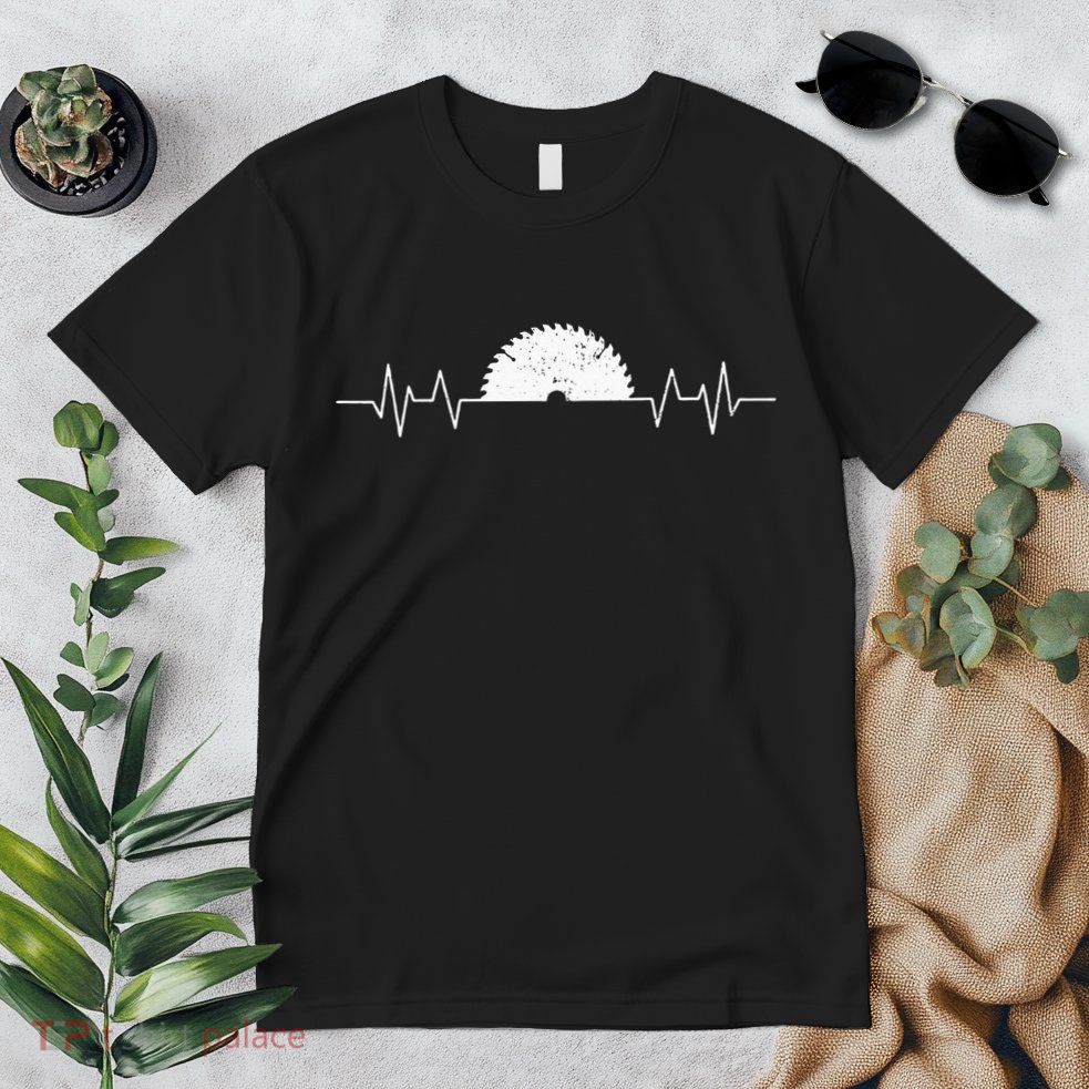 Saw Heartbeat Carpenter Woodworker Carpentry Funny Gift Premium T-Shirt