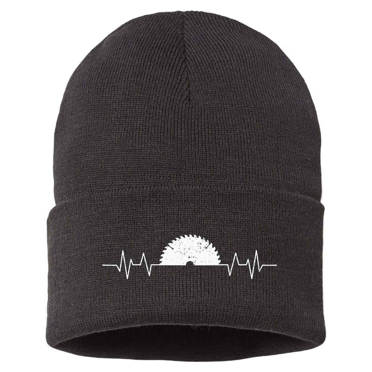 Saw Heartbeat Carpenter Woodworker Carpentry Funny Gift Sustainable Knit Beanie