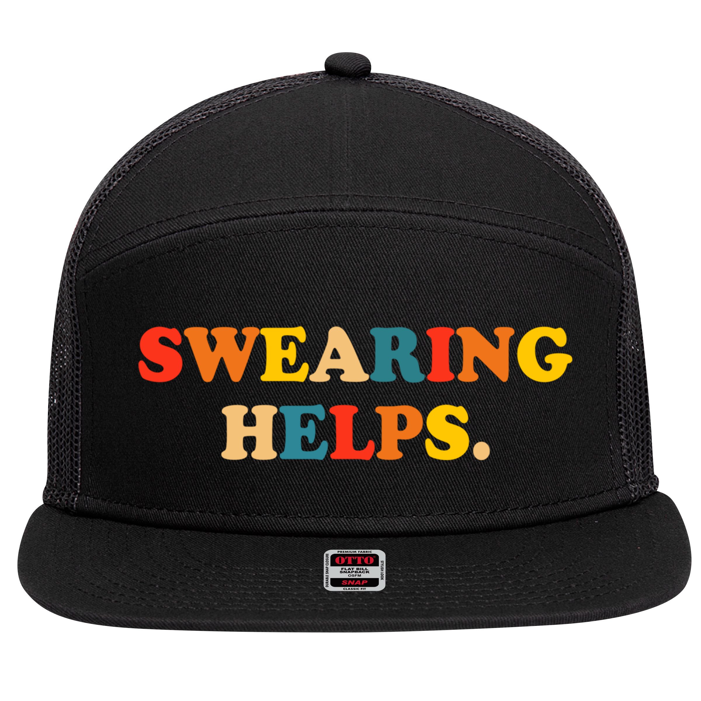 Swearing Helps Cute Gift 7 Panel Mesh Trucker Snapback Hat