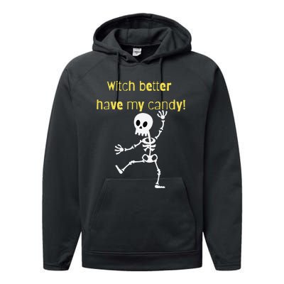 Skeleton Halloween Candy Quote Funny Witch Performance Fleece Hoodie