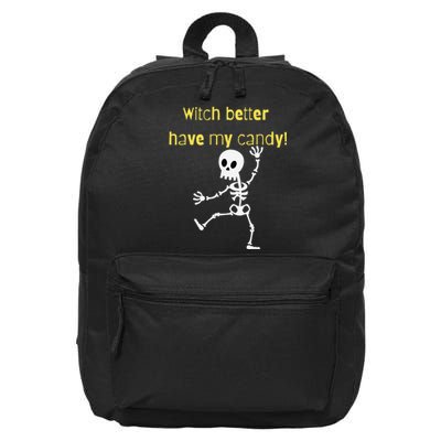 Skeleton Halloween Candy Quote Funny Witch 16 in Basic Backpack