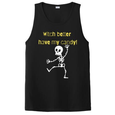 Skeleton Halloween Candy Quote Funny Witch PosiCharge Competitor Tank