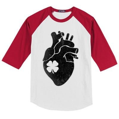 Shamrock Heart Cardiac Nurse St Patricks Day Anatomy Gift Kids Colorblock Raglan Jersey