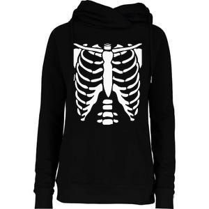 SKELETON Halloween Costume Rib Cage Anatomy Womens Funnel Neck Pullover Hood