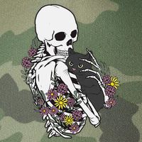 Skeleton Hugging Cat Flowers Skeleton Black Cat Legacy Tie Dye Trucker Hat