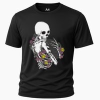 Skeleton Hugging Cat Flowers Skeleton Black Cat Performance Shirt