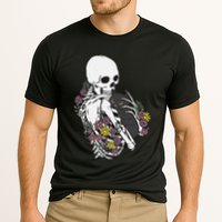 Skeleton Hugging Cat Flowers Skeleton Black Cat Performance Shirt