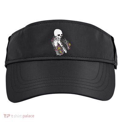 Skeleton Hugging Cat Flowers Skeleton Black Cat Adult Drive Performance Visor