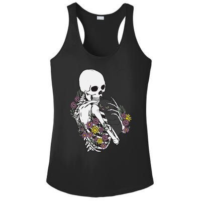 Skeleton Hugging Cat Flowers Skeleton Black Cat Ladies PosiCharge Competitor Racerback Tank