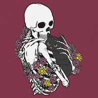 Skeleton Hugging Cat Flowers Skeleton Black Cat 16oz Travel Tumbler