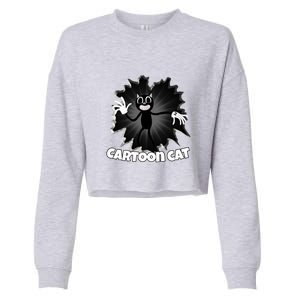 Siren Head Cartoon Cat We Love To Escape From Siren Head Gift Cropped Pullover Crew