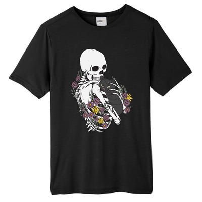 Skeleton Hugging Cat Flowers Skeleton Black Cat Gift Tall Fusion ChromaSoft Performance T-Shirt