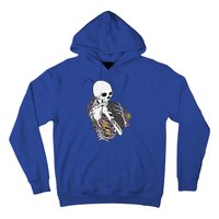 Skeleton Hugging Cat Flowers Skeleton Black Cat Gift Hoodie