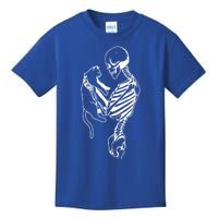 Skeleton Holding Cat Funny Cat Lover Design Cute Gift Kids T-Shirt