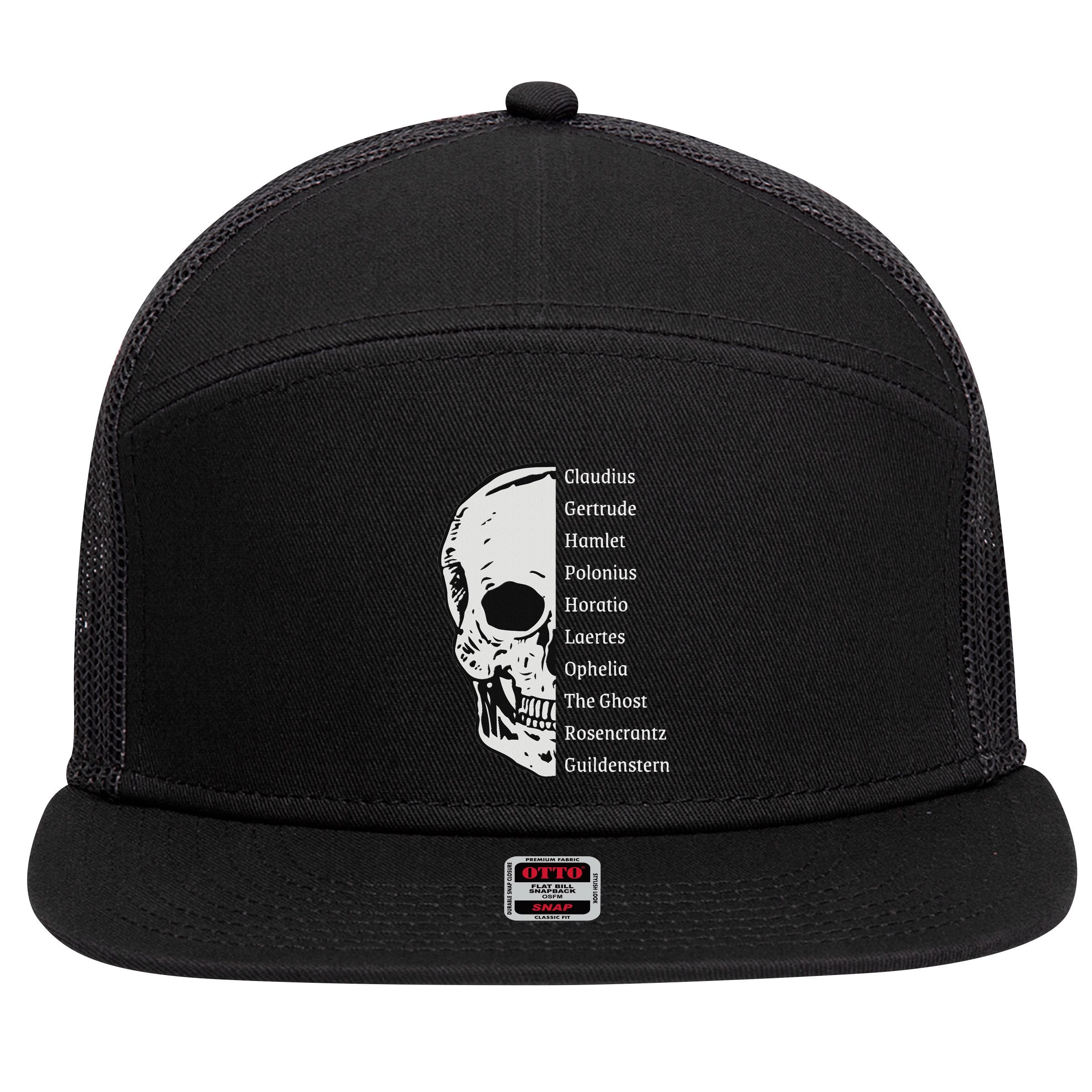 ShakespeareS Hamlet Cast & Skull 7 Panel Mesh Trucker Snapback Hat