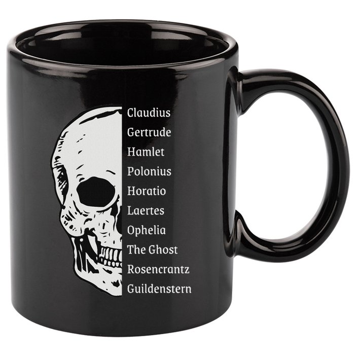 ShakespeareS Hamlet Cast & Skull 11oz C Handle Ceramic Mug