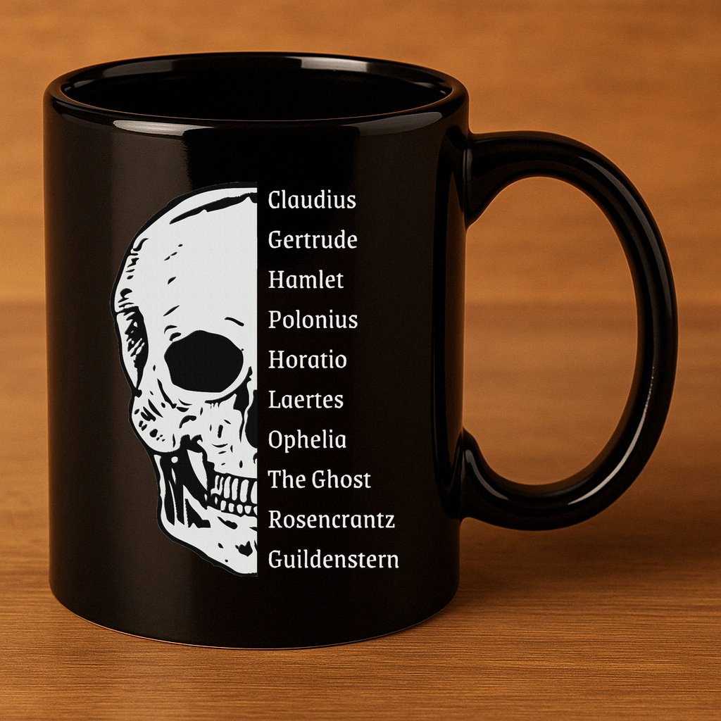 ShakespeareS Hamlet Cast & Skull 11oz C Handle Ceramic Mug