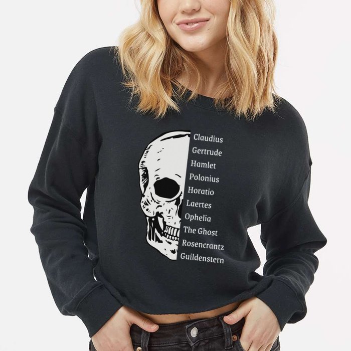 ShakespeareS Hamlet Cast & Skull Cropped Pullover Crew
