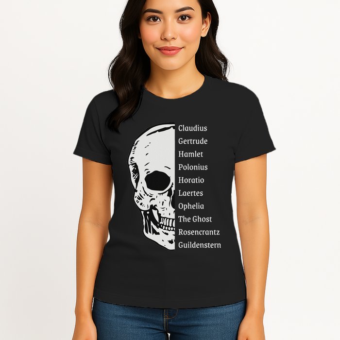 ShakespeareS Hamlet Cast & Skull Womens T-Shirt