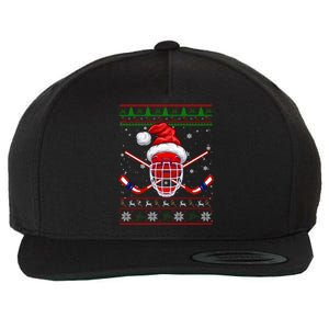 Santa Hockey Christmas Santa Hockey Player Gift Wool Snapback Cap