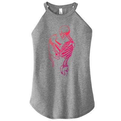 Skeleton Holding Cat Funny Cat Lover Design Gift Women’s Perfect Tri Rocker Tank