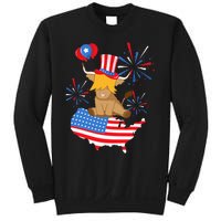 Scottish Highland Cow Independence Day American Flag Cow Sweatshirt