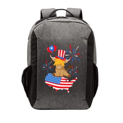 Scottish Highland Cow Independence Day American Flag Cow Vector Backpack